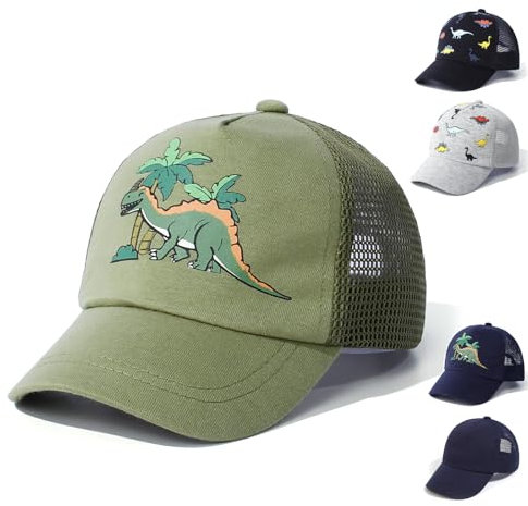 QIYIENDIAN Baby Kleinkind Baseballkappen einstellbar Sonne Hüte Dinosaurier Feste Farbe Hut Kinder Jungen Mädchen(Army Green Dinosaur,1-3Years)