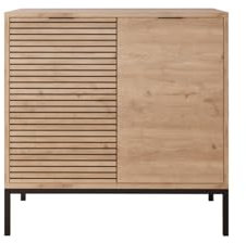 Bimossa Alya Multipurpose Occasional Cabinet – 80cm Modern Hallway Furniture, Tall Cabinet and Shoe Rack Storage Unit with Unique Lined Carving, Black Metal Legs, Ideal for Modern Home Organization