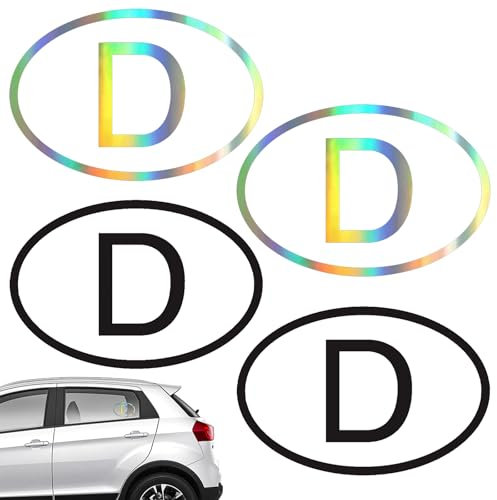 2 Stück Deutschland Aufkleber Auto,Magnetisch Deutschland Aufkleber,D Aufkleber Länderkennzeichen Geeignet für Pkw-Lkw-Motorräder Mit Deutschem Label,17,5cm X 11,5cm,Schwarz+Laser