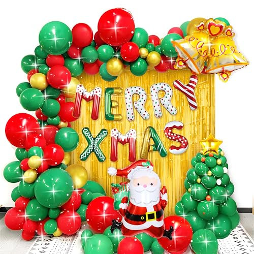 Ahigh Weihnachtsdeko Luftballons Set,Weihnachten Ballons Girlande,Weihnachts Banner Dekoration, Weihnachtsmann Helium Ballon, Frohe Weihnachten Luftballons,Ballondekoration für Weihnachtsfeierzubeh