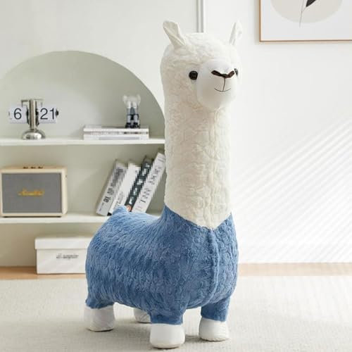 Alpaka-Hocker Niedlicher Ottoman in Tierform Stuhl Für Kinder Leicht Und Stabil Bank Aus Massivholz, Schuhhocker,05,90CM