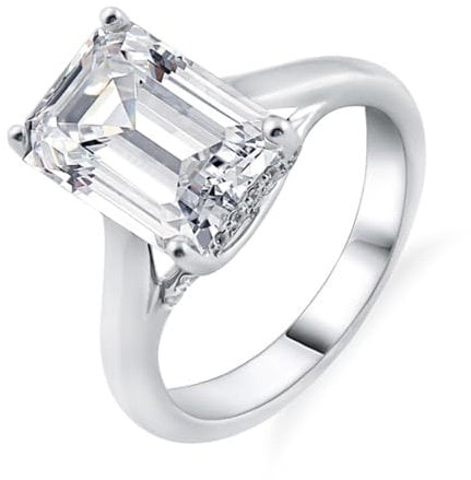 AMDXD 14K Au585 Weißgold Trauringe Echtgold Schmuck, Klassiker Klassiker Verlobungsring mit 1ct Moissanit Rechteck, Gold 585 Solitärring, Gr.61 (19.4)