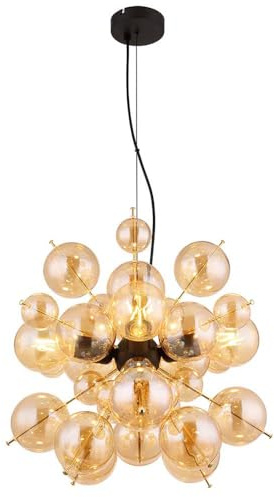 GLOBO Pendant lamp design light dining room light balls glass amber black 4 bulbs