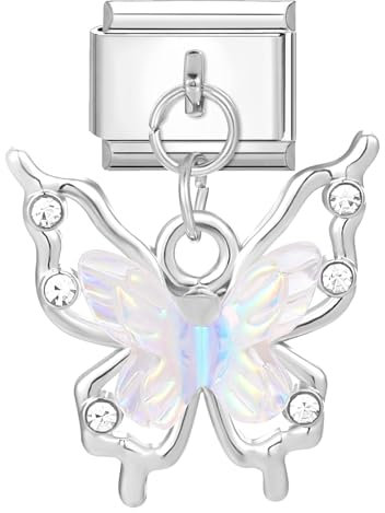 Greenyre Italian Charm Bracelet,Silber Italian Charms,9mm Edelstahl DIY Abnehmbar Module für Italienische Armbänder,Armband Charms für Armketten,Geschenke für Freund/Families(butterfly)
