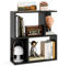 SFAREST 3-Tier Bookshelf, Wooden S-Shaped Display Shelf with 4 Compartments, Freestanding Storage Cabinet Shelving Unit Open Cube Bookcase for Living Room Home Office (Black, 50 x 18 x 56 cm)