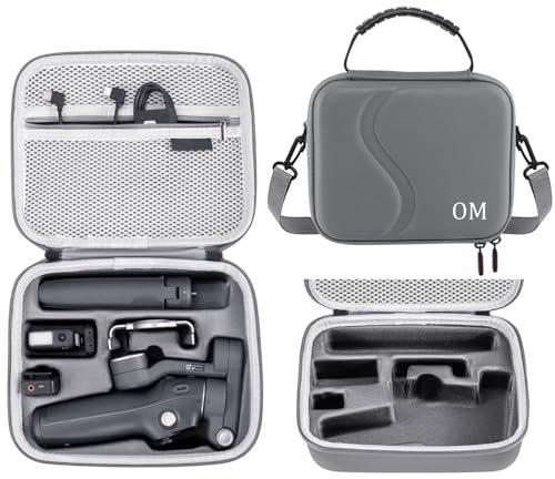 Hesupy Travel Carrying Case for DJI Osmo Mobile 7/7P, Portable Storage Shoulder Bag PU Hard Shell Protective Cover Organizer for OM7 OM7P Gimbal Stabilizer Accessories