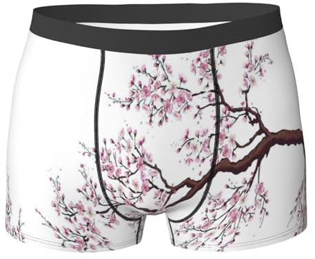 SDFHU Cherry Blossoms Tree Print Soft Briefs Men Breathable Stretch Underwear for All Day Comfort, Black, XXL