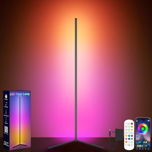 GIPOYENT Lampe d'Angle LED RGB Avec Synchronisation Musicale, Contrôle intelligent via application, éClairage d'ambiance, LED Avec 16 Millions de Couleurs Pour Chambre à Coucher