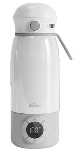 Bear Scaldabiberon portatile, scaldabiberon elettrico a riscaldamento rapido senza BPA, grande capacità di 500 ml per latte materno e acqua, per auto, campeggio e viaggi
