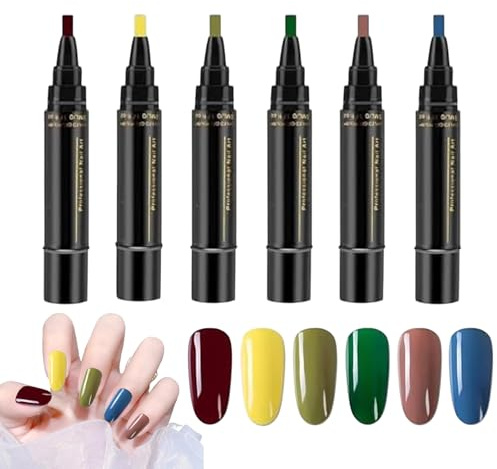 Lápices de esmalte de uñas de gel, lápices de uñas de secado rápido, 6 colores, sin esmalte de gel UV, accesorios de pintura, asistente de manicura