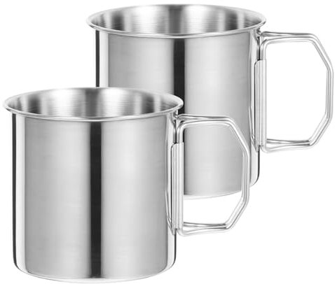 Milisten 2pezzi Tazza in Metallo Tazza Con Tazza Caffè Tazza in Metallo Tazza Tè Portatile Tazza Per Esterno Tazza Tè All Multifunzione