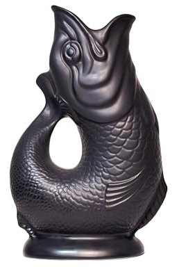 Gluckigluck Karaffe XL Schwarz matt – 1,2 l – Original Gluggle Jug aus England – Wasserkrug mit Glucker-Geräusch – Handgefertigt & matte Oberfläche – Kult-Krug als Vase oder Dekanter