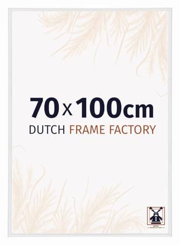 Dutch Frame Factory - Bilderrahmen 70x100 cm Weiß Hochglanz - Kunststoff | Antireflex-Acrylglas aus Kunststoff, Wandmontage, Geeignet für Fotos, Poster und Puzzles, Angers, Made in Holland