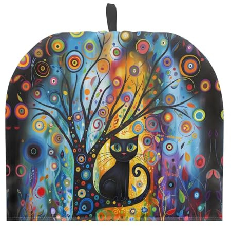 Urndoeng Modern Art Cat Print Tea Cosy for Teapot With Handle Kitchen Kettle Dust Cover for Keeping Warm Machine Washable Tea Cosy Fabric Quilted Padding