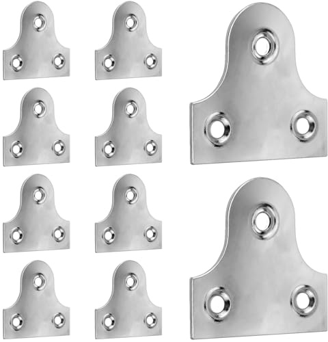Lunhoo Pack of 10 Heavy Duty Silver Picture Hanging Plates for Photo Frame, 50mm Plain Mirror Glass Frame Hanging Fixing Plates (Sliver)