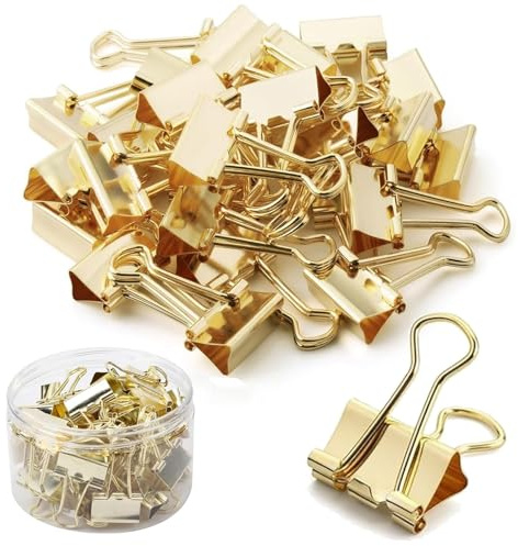 Jiavlyx 100 Piezas Pinzas Papeleria, 19mm Clips Plegables De Metal, FoldBack Binder Clips, Pinzas Para Papel, Clip Plegable, Pinzas Para Carpetas, Pinzas Metálicas Plegables, Para Oficina Escuela Casa