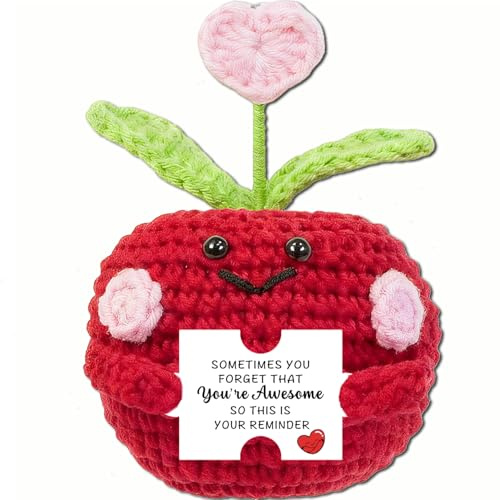 JMIMO Inspirational Gifts for Women Mini Handmade Positive Apple Crochet for Colleagues Teacher Boss Family Proud of You Gifts Thank You Appreciation Gifts - Sometimes You Forget You Are Awesome