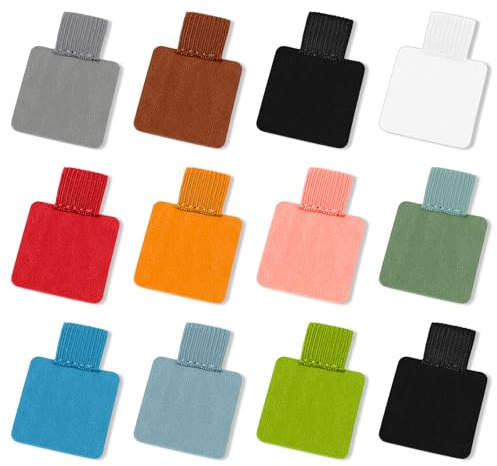 Wanmu 12Pcs Pen Loop Holder, Self-Adhesive Leather Pencil Holder with Elastic Loop for Notebooks Journals Calendars Planners Tablet Case Bible(11 Colors)