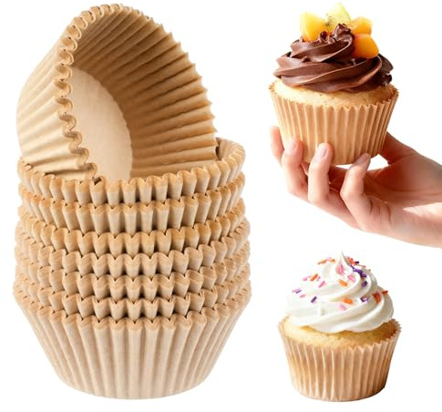 Fulushouxi 200 Stück Muffinförmchen, Antihaftbeschichtete Mini-Muffinboxen für Partys, Geburtstage, Hochzeiten, Desserts, Backen, Partys (Braun, Wiederverwendbar)