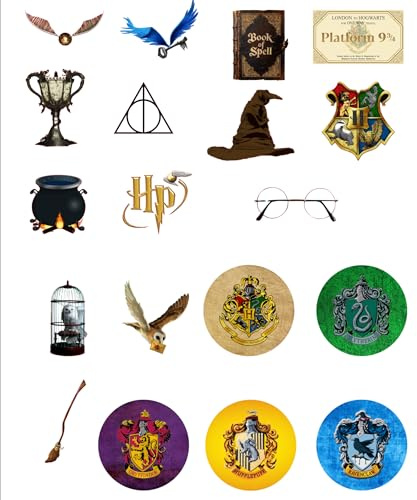 Wizard Themed Set Pre-cut Edible Wafer Rice Paper Cupcake Topper Cake Decoration Pack of 19