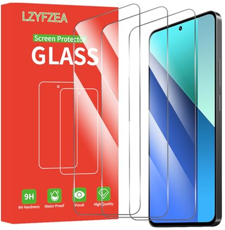 LZYFZEA Lot de 3, Verre Trempé pour Xiaomi Redmi Note 13 5G/4G, Anti-trace, Protecteur avec, Dureté 9H Glass, HD Transparent, Sans Bulles