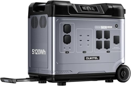 OUKITEL P5000 Pro Centrale Elettrica Portatile 4000W, 5120Wh Generatore Solare con Batteria LiFePO4, Controllo APP, 15 Porte, Portable Power Station per Campeggio
