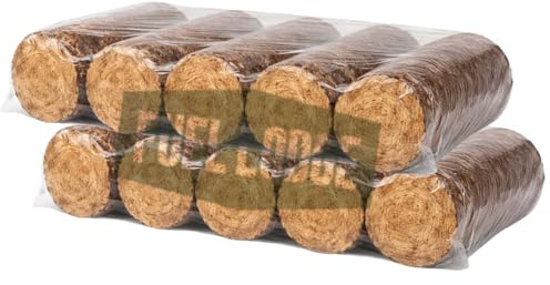 Fuel Lodge Woodfuels Hardwood Heat Logs | 20 kg (10 Logs) - 290mm Briquettes | 8 Hours Long Burning Sawdust Fuel Cylindrical Logs | Ideal for Wood Burners, multi-fuel stoves, Fire pits and Chimneys