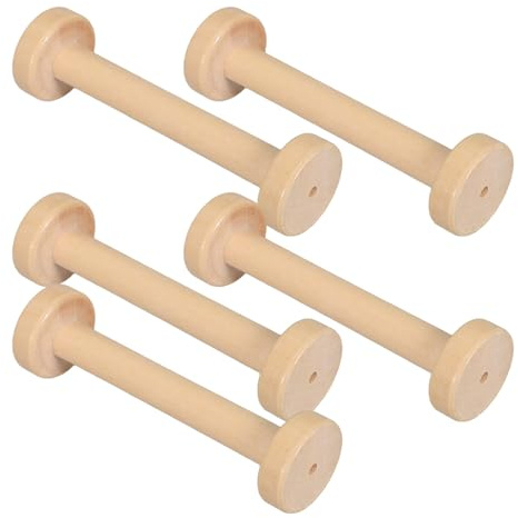 HOODANCOS 5 Pezzi Bobine Vuote di Legno Rustiche per Cucito e Artigianato, Avvolgicavo Comodi in Legno Naturale 3,78x1,1 Pollici per Progetti di Ricamo e Viaggio