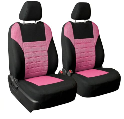 FH Group Car Seat Cover Premium 3D Air Mesh Front Pair Set Car Seat Covers Airbag Compatible, Pink and Black Automotive Seat Cover with Gift Universal Fit Interior Accessories for Cars Trucks and SUVs