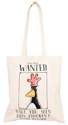 TruffleShuffle Tote Bags Wallace and Gromit Feathers McGraw Wanted Poster Tote Bag White/Off White