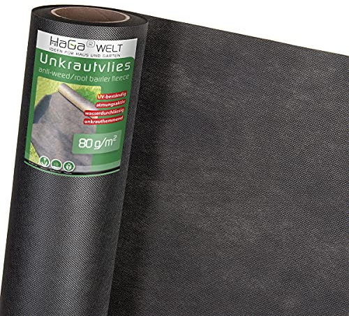 HaGa Unkrautvlies 80g/m² in 1,2m x 20m - Atmungsaktives Gartenvlies für effektiven Unkrautschutz im Garten mit hoher Reißfestigkeit
