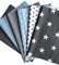 babrause® Stoffpaket Patchwork Baumwollstoffe 12 x (25x35cm) (Hellblau Grau Weiß)