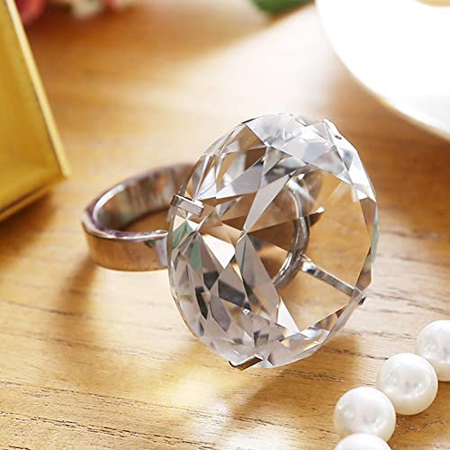Besot Hochzeitsdekoration 8 cm Kristallglas Große Diamant Ring Romantische Vorschlag Hochzeit Wohnaccessoires Ornamente Party Geschenke Souvenirs