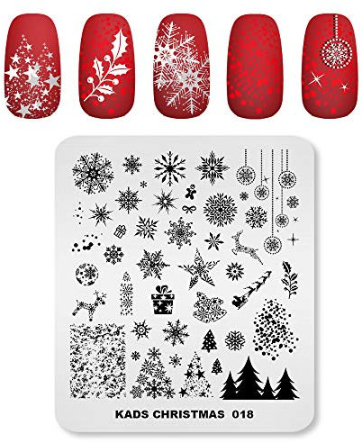 KADS Christmas Stamp Plate Image Template Nail Art Decoration Design Tool Stencil Christmas Tree Snowflake(CH018)