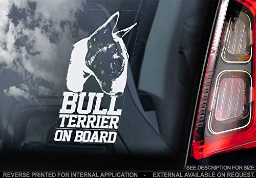 Bullterrier - Auto Sticker - Hund Schild Fenster, Bumper Aufkleber Geschenk - V003