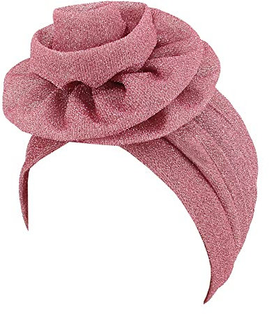 Surkat Glänzende Blume Turban Shimmer Chemo Cap Hairwrap Kopfbedeckung Beanie Haar Schal, rosa 1, Einheitsgröße