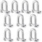 Belle Vous 10 Pack Stainless Steel M6 D Ring Screw Shackles with Pins - Heavy Duty Shackles - 5.7mm Thick and 220kg Capacity - For Marine Mounting, Camping, Sports & Hiking Accessories
