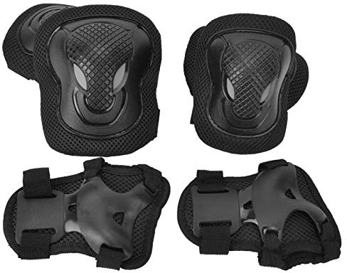 Atmungsaktiver Rollschuhschutz Set für Erwachsene Schweißabsorbierend Inline Skating Schutzausrüstung Extrem Sport Rollerblade Protektoren Schwarz