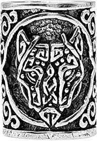 81stgeneration 925 Sterling Silber Fenrir Haarperle | Wikinger-Wolfszopf und Bartrohr | Gotischer Nordischer Haarschmuck | Odin Uraltes Symbol Zylinder Halskette Charm | Heidnische Dreadlock-Perlen