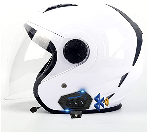 Bluetooth Jethelme Motorradhelm Rollerhelm Sturzhelm Chopper Helm Scooter Motorradhelm ECE mit Doppelvisier Sonnenblende für Damen Herren Erwachsene 12,XL