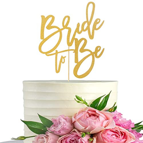 Tortenaufsatz mit Aufschrift Bride to Be, goldfarbener Glitzer, Brautparty, Kuchendekoration, Vogel, Hochzeitstortendekoration, goldfarben, Verlobungs-Kuchenaufsatz
