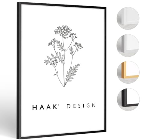 Haak HaakDesign schmaler Bilderrahmen Alena Aluminium Alubilderrahmen 68 x 98 cm Schwarz (matt) Fotorahmen, Geschenkidee