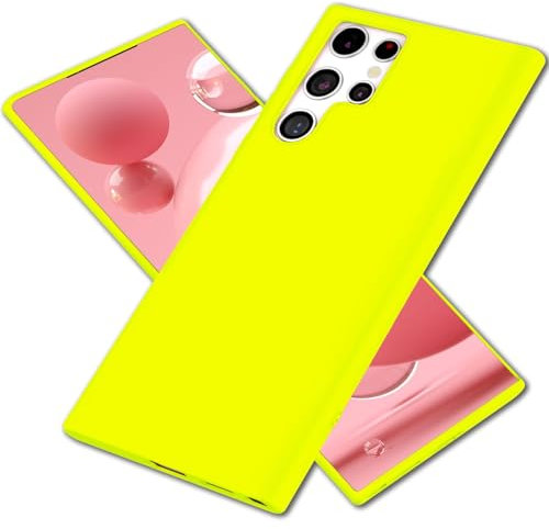 NALIA Carcasa Néon Compatible con Samsung Galaxy S22 Ultra Funda, Color Intenso Antideslizante Anti-Golpes Suave Goma, Delgado Cubierta Silicona Resistente Protectora Cover Robusta, Color:Amarillo