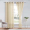 DWCN 2er Set Gardine Weiß Ösenschal Transparent Vorhang Weiß Sheer Voile Vorhänge mit Ösen Transparente Gardinen mit Vorhang-Krawatten, Beige, 240x140cm(HxB)