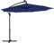 SONGMICS Sonnenschirm mit LED-Solar-Beleuchtung, Ampelschirm 300 cm d, 32 LED-Lämpchen, mit Ständer, Sonnenschutz Balkon, Balkonschirm, UPF 50+, mit Kurbel, für Terrasse, Garten, marineblau GPU118L01