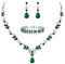 EVER FAITH Schmuck Set für Damen Hochzeit Party Cubic Zirkonia Fashion Floral Blatt Halskette,Baumeln Ohrringe und Tennis Armband Grün Siler-Ton