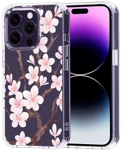 MOSNOVO Case for iPhone 14 Pro, [Buffertech 6.6ft Military-Grade Drop Protection] [Anti Peel Off Tech] Clear TPU Bumper Phone Case Cover Design - Cherry Blossom Floral