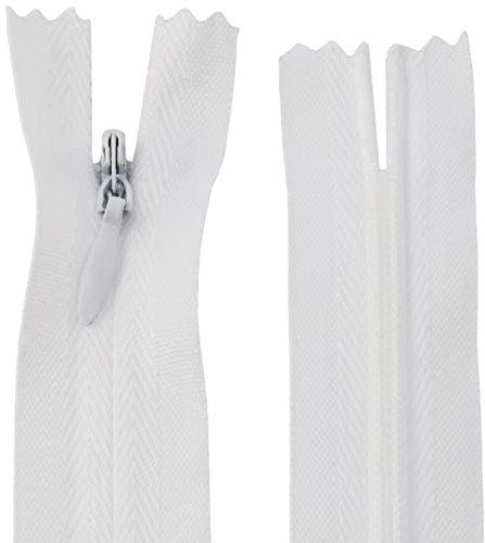 AERZETIX - C60982 - Satz von 20 unsichtbaren Reißverschlüssen 25 cm - Farbe: weiß - Nicht trennbar mit rugbyball-zuglasche aus undehnbarem Material - reißverschluss mit zahnstange