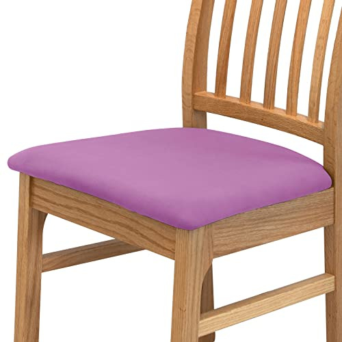 FANSU Housse de Siège Salle à Manger, Housse de Siège de Chaise Extensible 1 2 4 6 Pièces Housse Assise Chaise Couleur Unie Elastique Housse de Coussin de Chaise (Violet pâle,6 Pièces)