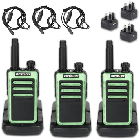 Retevis RB666 Walkie Talkies, Fast Charging Walkie Talkies 3 Pack, 1000mAh Rechargeable, USB C, PMR446, VOX, Walkie Talkies Professional for Family, Retail(3 Pcs, Black)